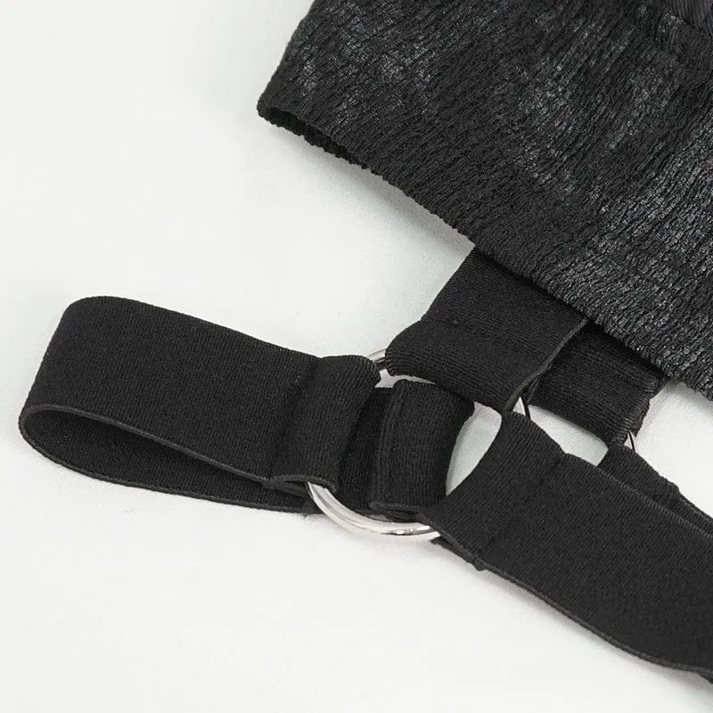 Punk-Crop-Top mit Umlegekragen und Cutout und Nieten für Damen