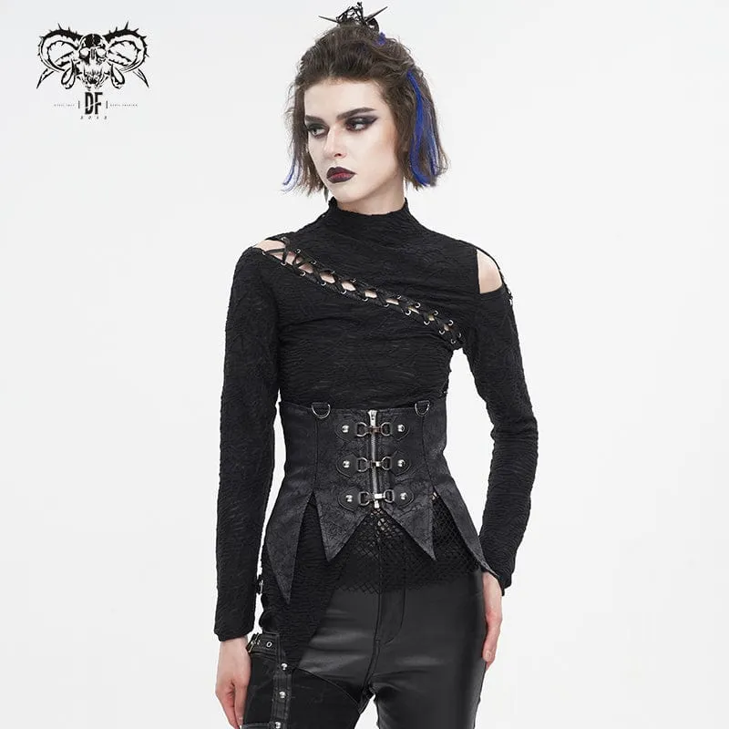 Unregelmäßige Gothic-Schnürweste für Damen mit abnehmbarem Kragen