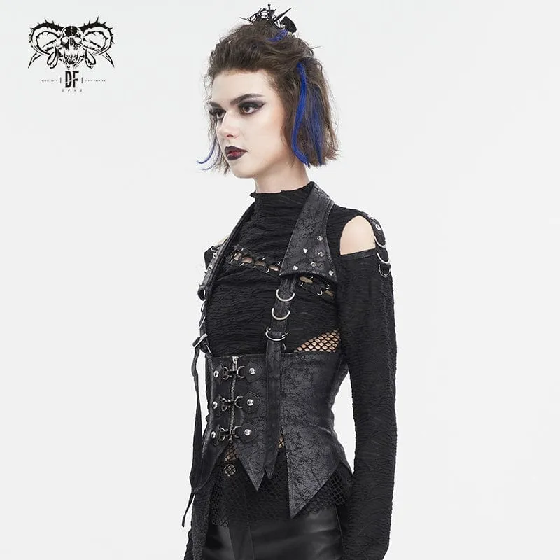 Unregelmäßige Gothic-Schnürweste für Damen mit abnehmbarem Kragen
