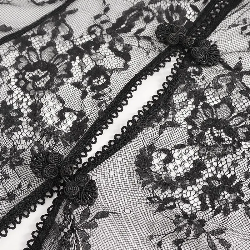 Damen-Dessous mit Gothic-Spitze, Blumenmuster und Rüschen