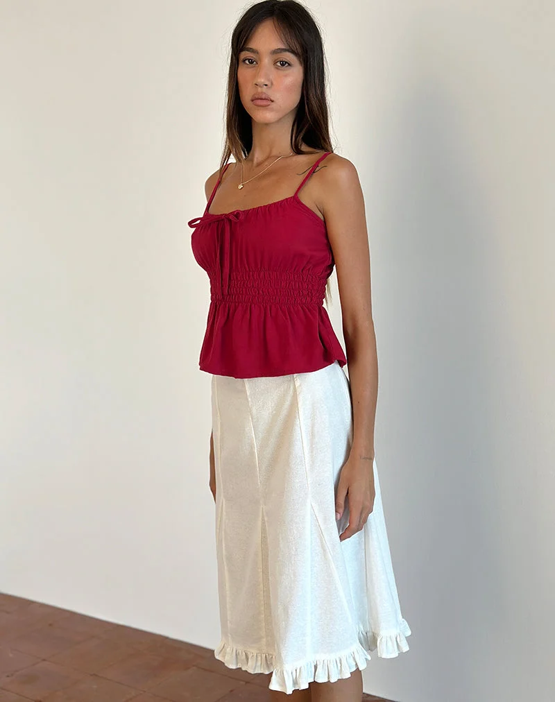 Lyncia Tie Front Cami Top in Adrenalin Rot