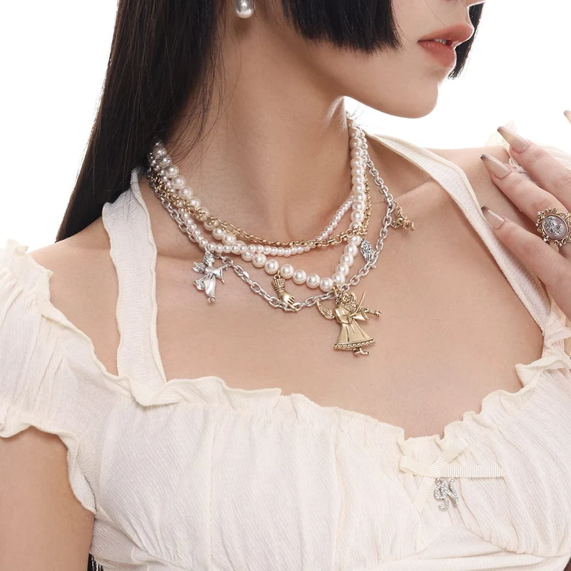 Mehrschichtige Perlenkette im Vintage-Stil für Damen