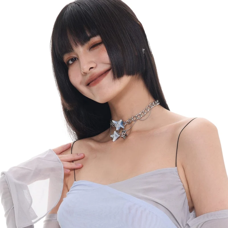 Damen-Halskette mit Seestern im Grunge-Stil