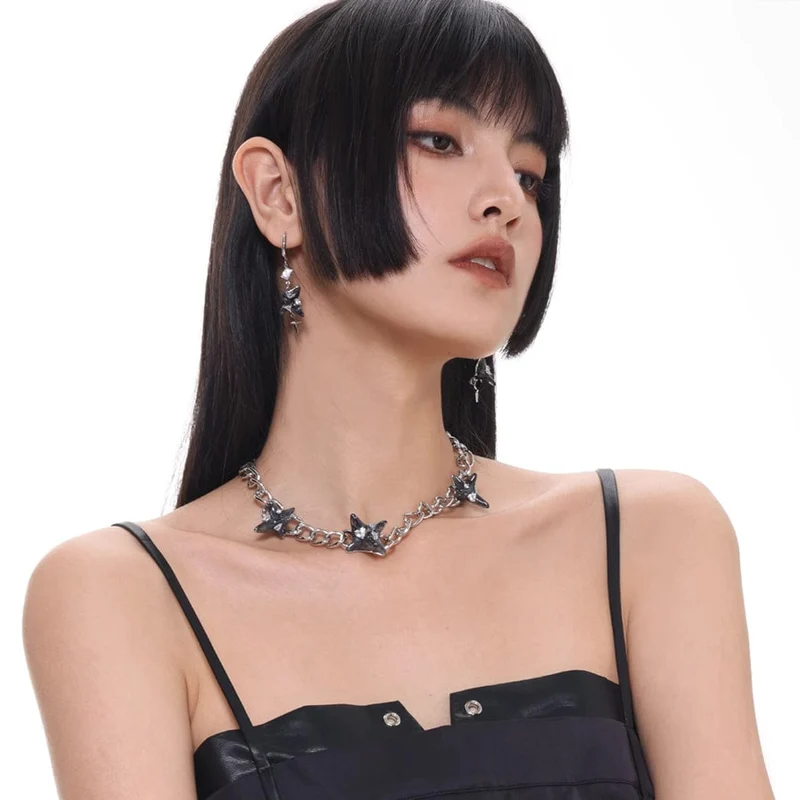 Damen-Grunge-Stern-Ohrringe