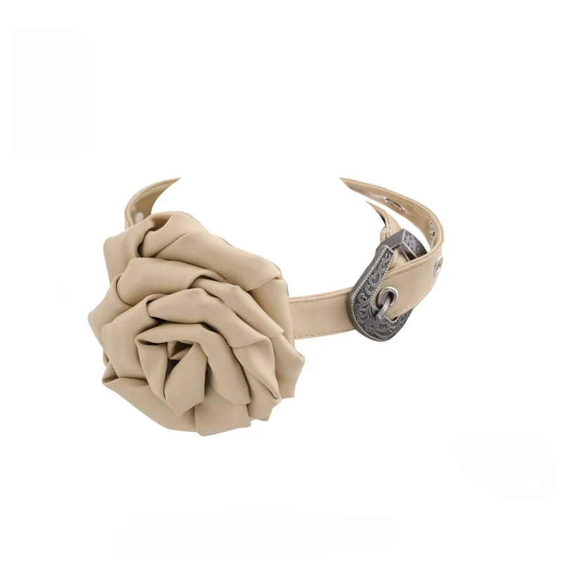 Damen-Halsband mit Grunge-Rosenschnalle