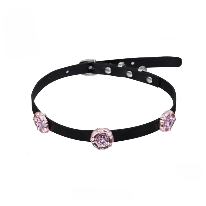 Damen-Choker mit Punk-Blumen-Schnalle