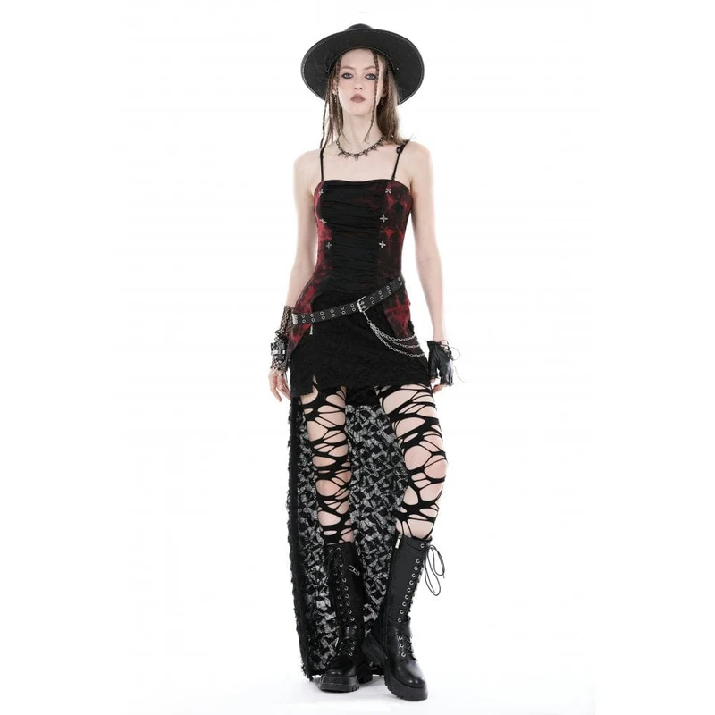 Unregelmäßig gerüschtes Batik-Vollbrustkorsett für Damen im Gothic-Stil