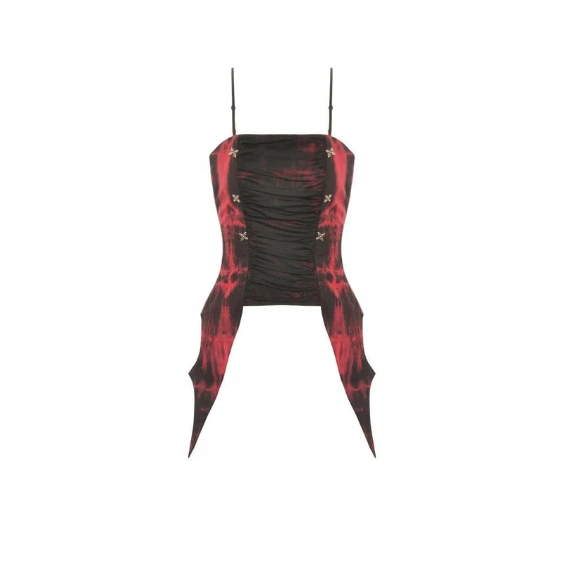 Unregelmäßig gerüschtes Batik-Vollbrustkorsett für Damen im Gothic-Stil