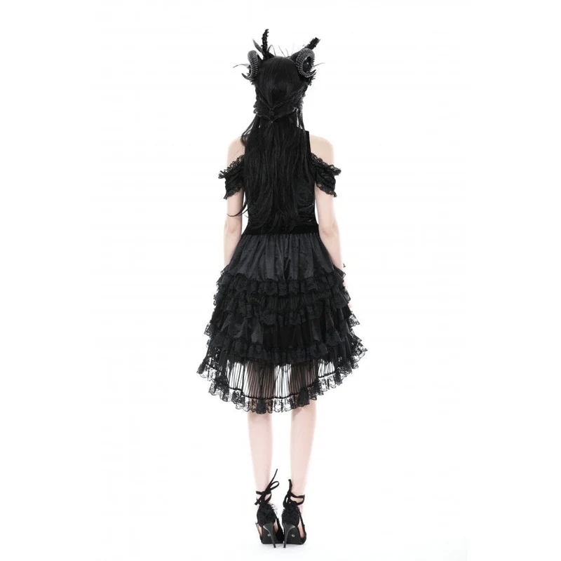 Damen Gothic-Rüschen-High-Low-Rock mit Lagen