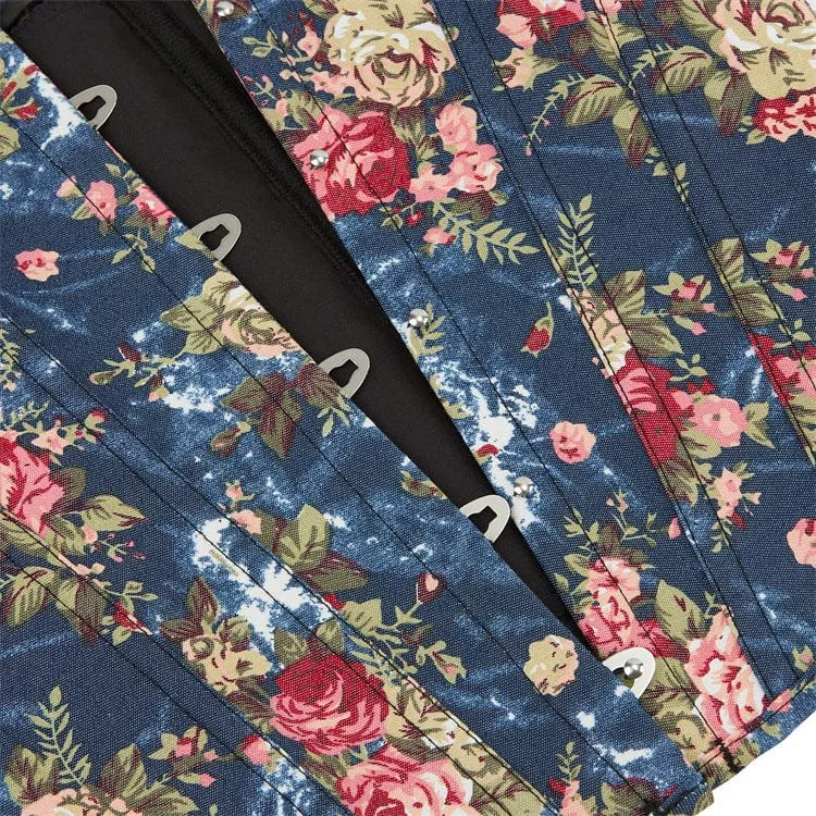 Damen Gothic-Vollbrustkorsett mit Blumenmuster