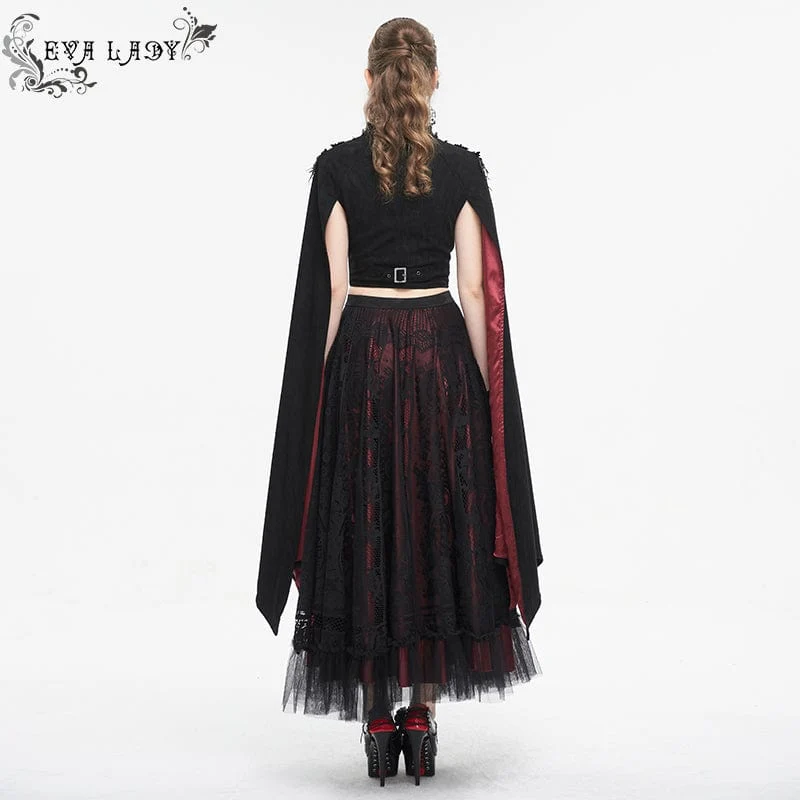 Damen-Hemd im Gothic-Stil mit Stehkragen und Blumenstickerei
