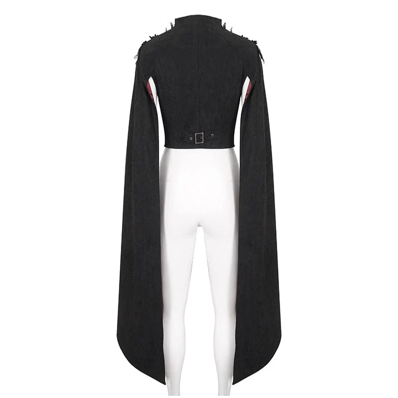 Damen-Hemd im Gothic-Stil mit Stehkragen und Blumenstickerei