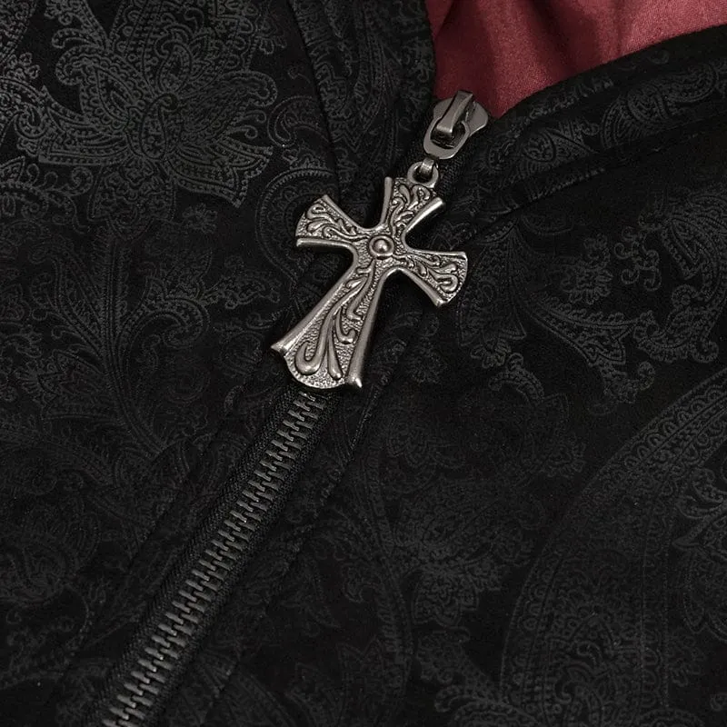 Damen-Hemd im Gothic-Stil mit Stehkragen und Blumenstickerei