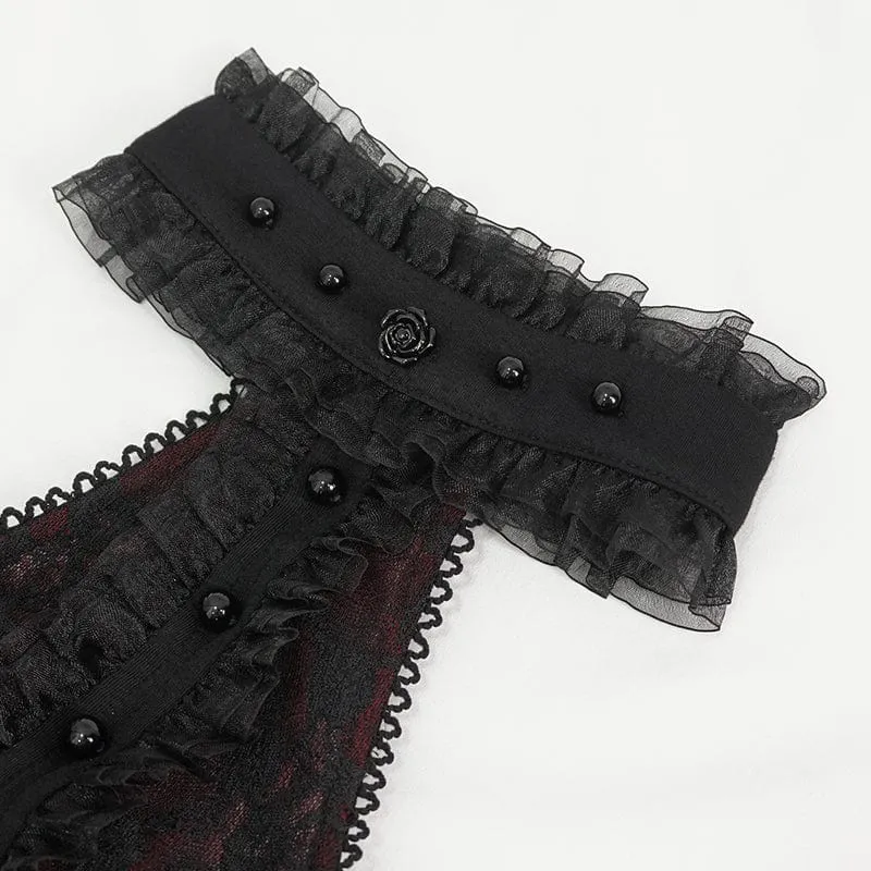 Gothic schulterfreies Spitzenspleißhemd für Damen