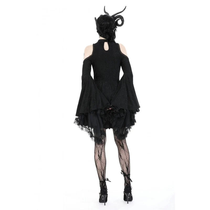 Gothic-Kleid für Damen mit schulterfreiem Spitzeneinsatz, Abschlusskleid