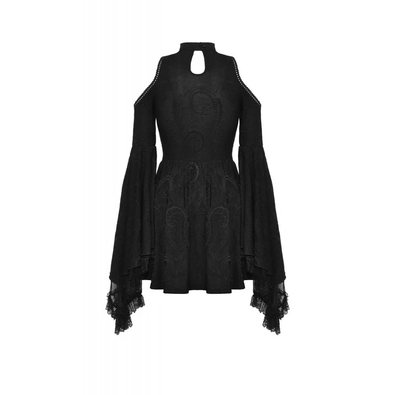 Gothic-Kleid für Damen mit schulterfreiem Spitzeneinsatz, Abschlusskleid