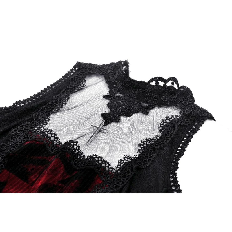 Gothic-Kleid für Damen mit schulterfreiem Spitzeneinsatz, Abschlusskleid