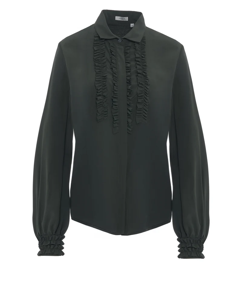 Blusa in seta con dettagli in ruches