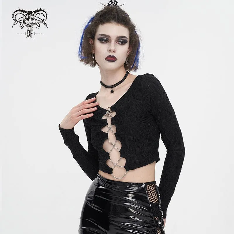 Damenjacke mit Punk-Ausschnitt und gerüschter Kette