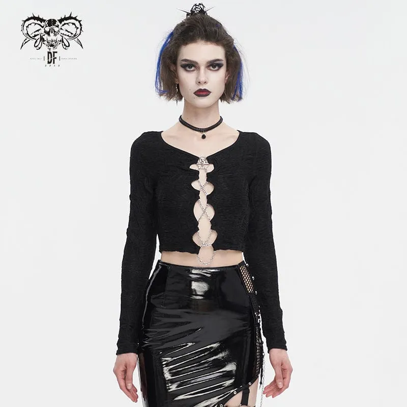 Damenjacke mit Punk-Ausschnitt und gerüschter Kette