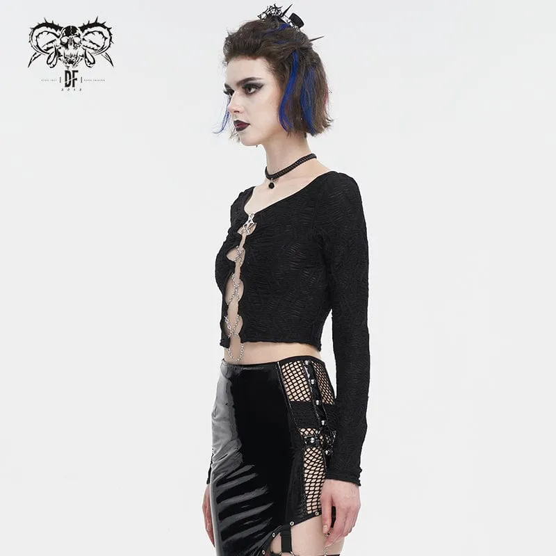 Damenjacke mit Punk-Ausschnitt und gerüschter Kette