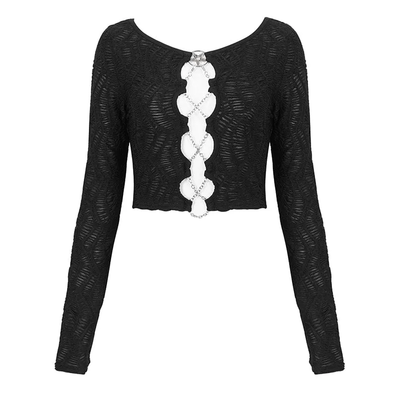 Damenjacke mit Punk-Ausschnitt und gerüschter Kette