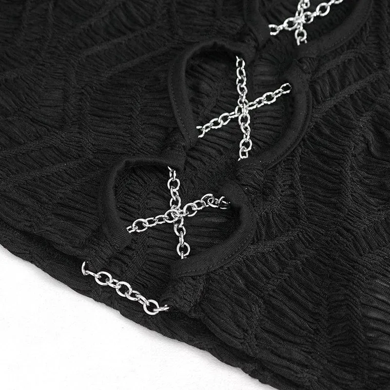 Damenjacke mit Punk-Ausschnitt und gerüschter Kette