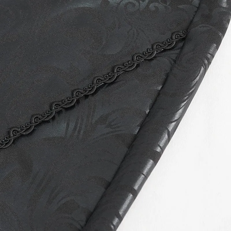 Damen-Gothic-Leggings mit Blumenstickerei und Mesh-Spleiß