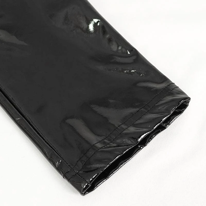 Damen-Lacklederhose mit Punk-Ausschnitt und Schnürung