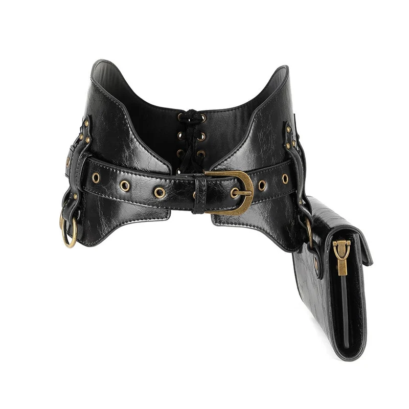 Unisex Steampunk Buckle Splice Square Gürteltasche
