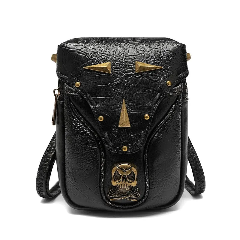 Unisex-Steampunk-Schädel verzierte Mini-Tasche
