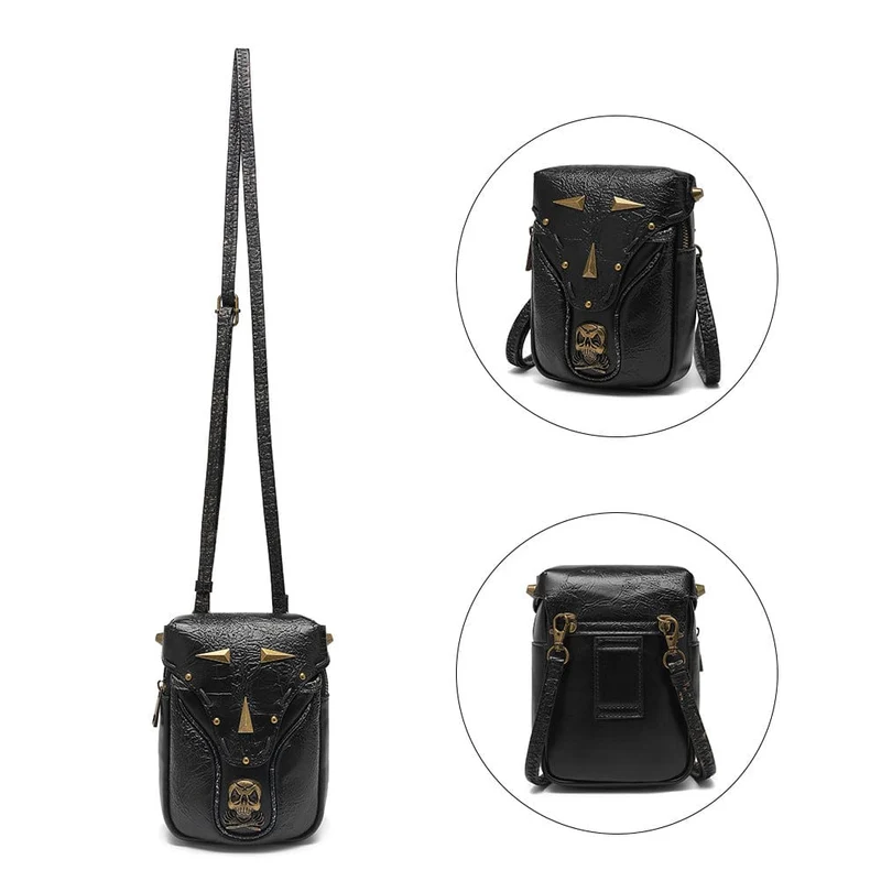Unisex-Steampunk-Schädel verzierte Mini-Tasche