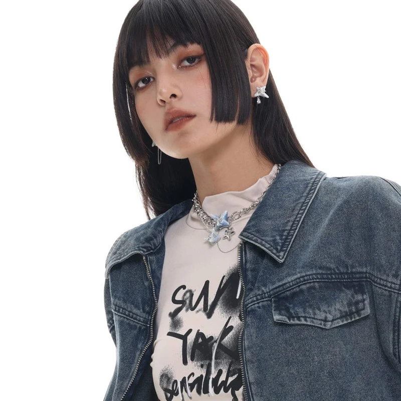 Damen-Ohrringe mit Seestern im Grunge-Stil