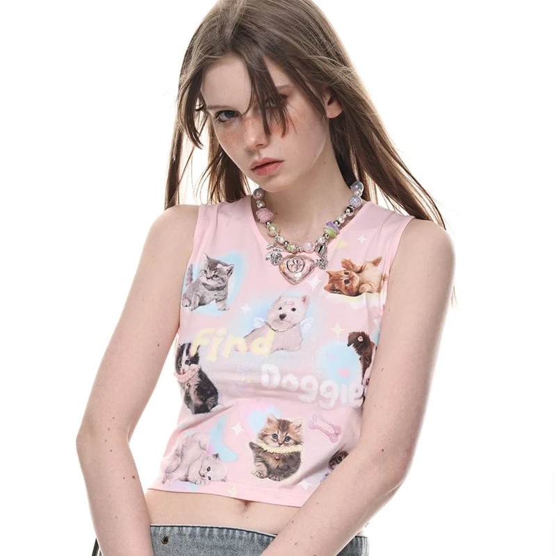 Damen-Lolita-Halskette mit bunten Perlen und Herzen