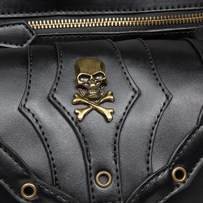 Herren Steampunk Totenkopf Öse Multifunktionale Kunstledertasche
