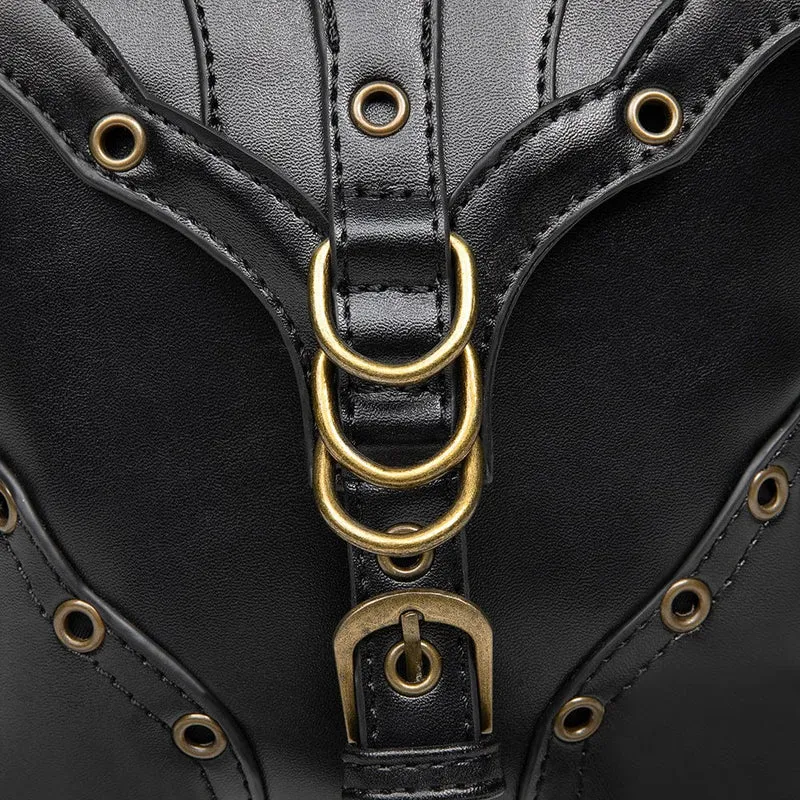 Herren Steampunk Totenkopf Öse Multifunktionale Kunstledertasche