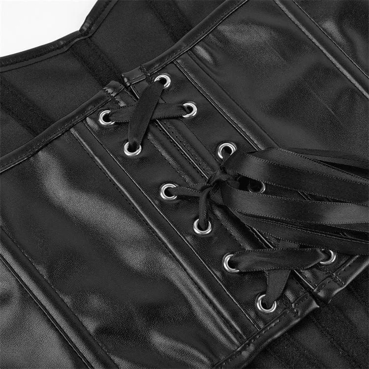 Punk-Vollbrustkorsett aus Kunstleder mit Schnürung für Damen
