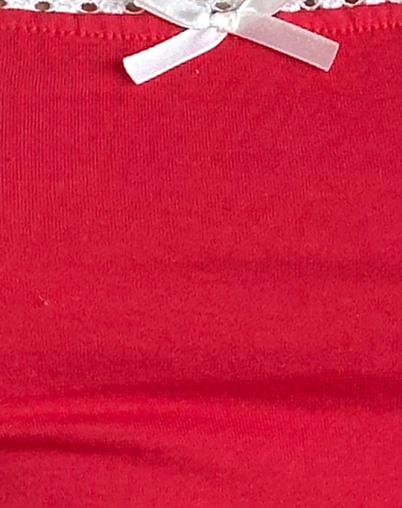 Suna Vest Top in Tangorot mit elfenbeinfarbenem Besatz