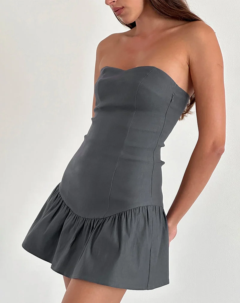 Sabina Bandeau-Minikleid in Anthrazit