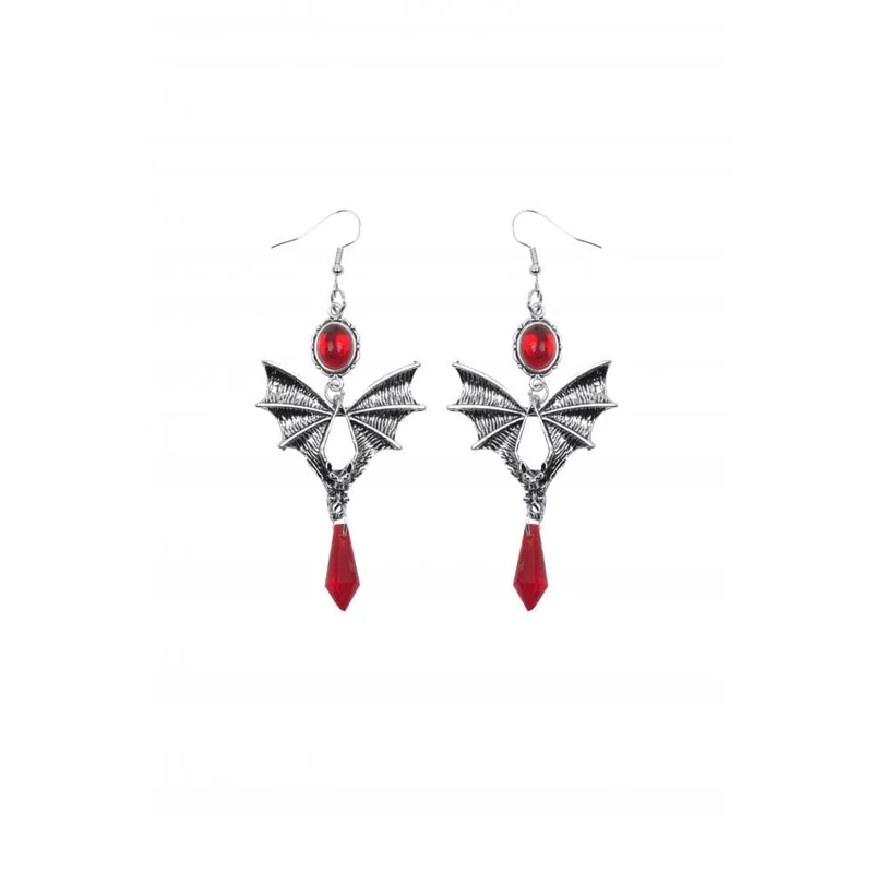 Gothic-Fledermaus-Rubin-Ohrringe für Damen