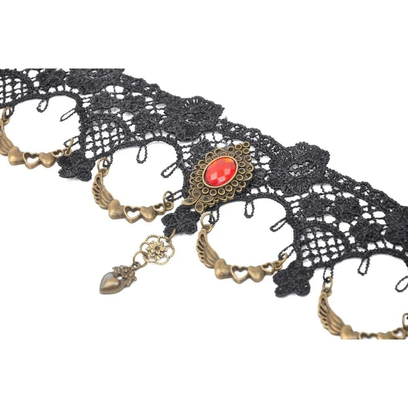 Gothic-Halsband aus Ruby-Spitze für Damen