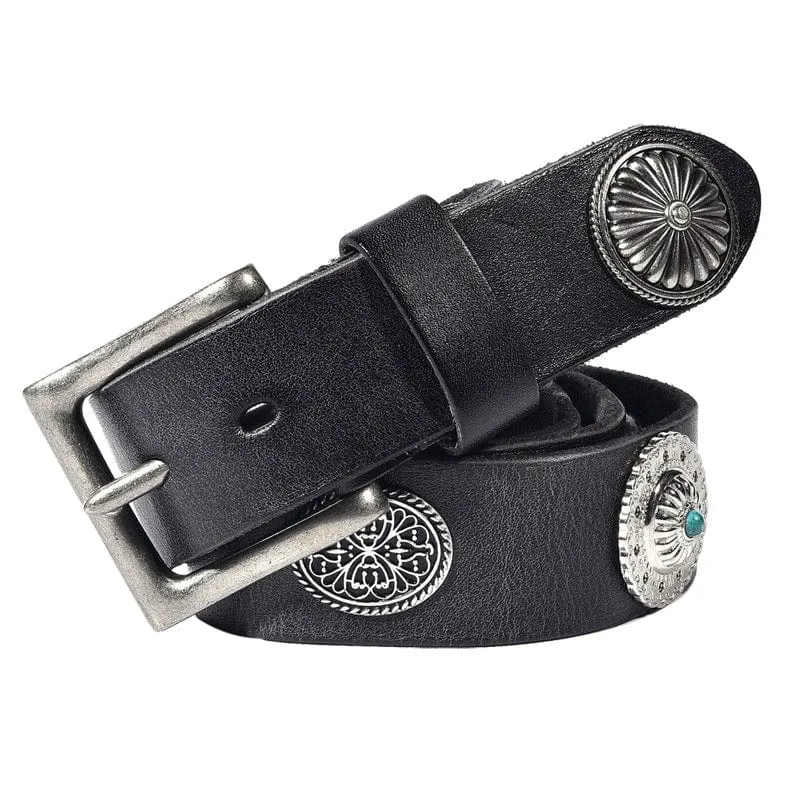 Gothic-Gürtel aus Metall mit Blumennieten für Herren