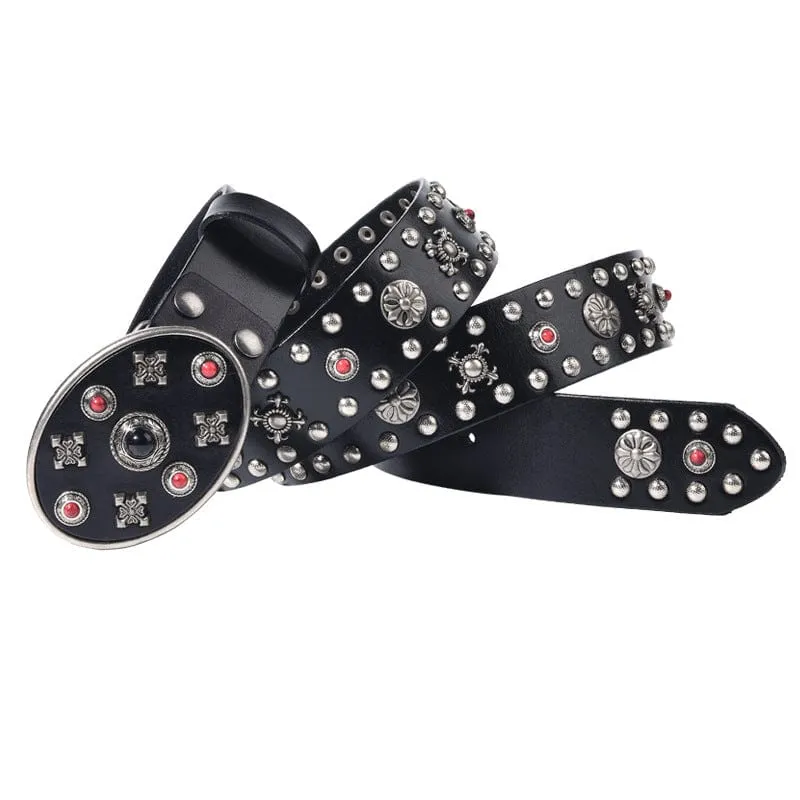 Gothic-Gürtel mit Blumennieten für Herren
