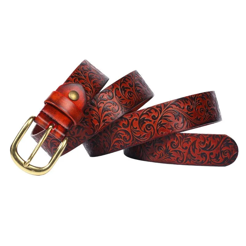 Gothic-Gürtel mit Blumenprägung für Herren