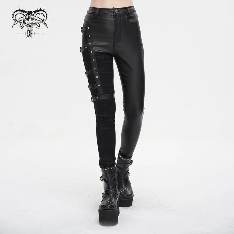 Punk-Spleißhose mit mehreren Schnallen für Damen