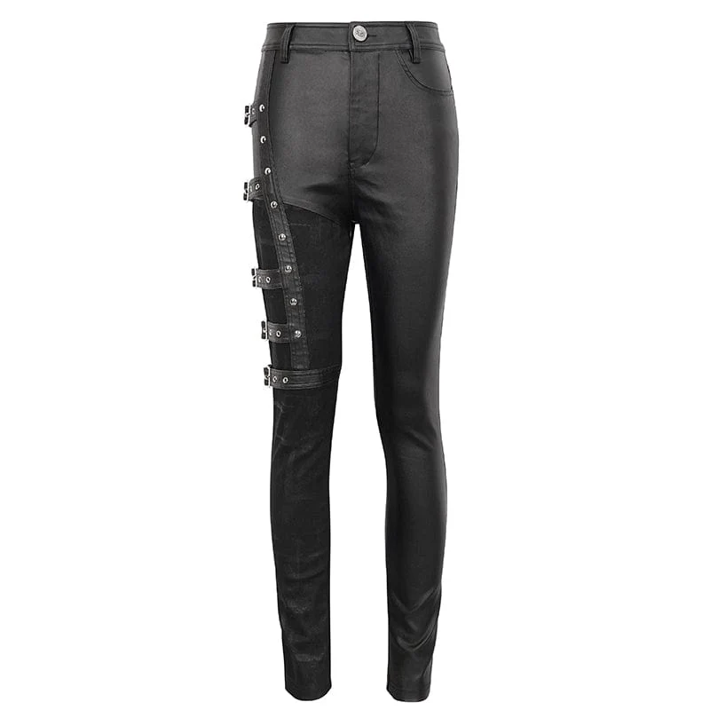 Punk-Spleißhose mit mehreren Schnallen für Damen