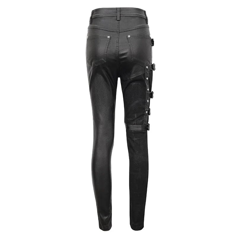 Punk-Spleißhose mit mehreren Schnallen für Damen