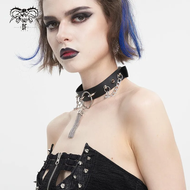 Gothic-Kette mit Nieten und Quasten für Damen