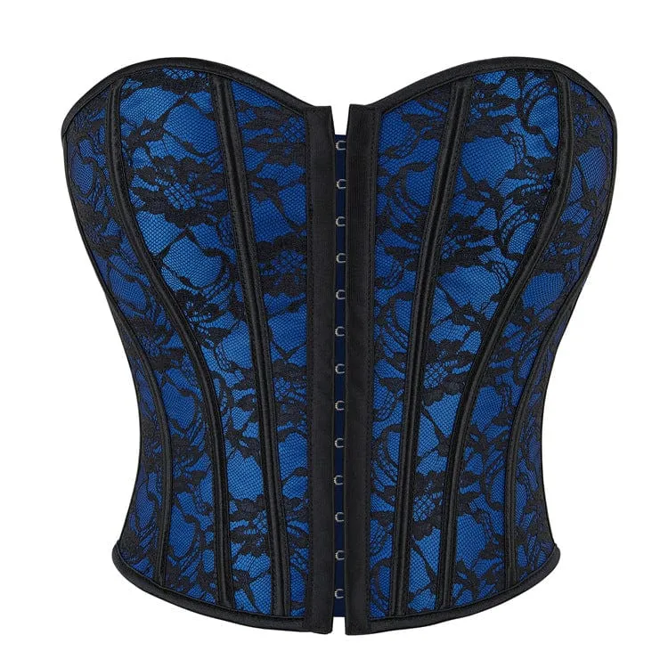 Damen Gothic-Vollbrustkorsett mit Blumenmuster