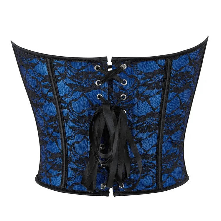 Damen Gothic-Vollbrustkorsett mit Blumenmuster